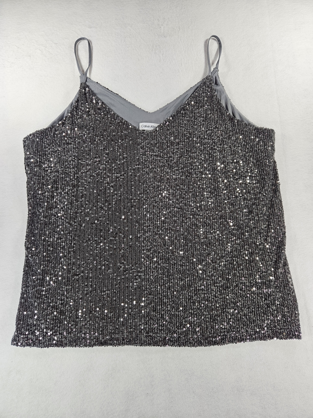 Calvin Klein Silver Sequin V-Neck Cami Top